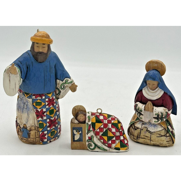 Jim Shore Other - 2004 Jim Shore Joy to the World Holy Family 3 Christmas Nativity Ornaments JS3